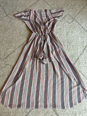 Love, Fire Striped Short-Sleeve Tunic Dress Size XS